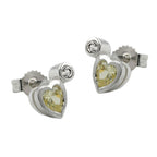 Ørestikker 8x5 mm hjerte med kubisk zirkonia og syntetisk peridot sølv 925
