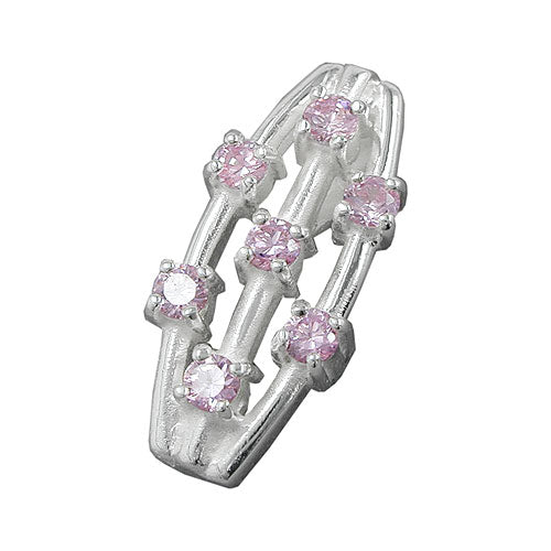 Vedhæng 21x9mm 7x Zirconia pink Sølv 925