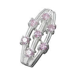 Vedhæng 21x9mm 7x Zirconia pink Sølv 925
