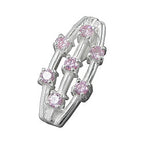 Vedhæng 21x9mm 7x Zirconia pink Sølv 925