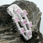 Vedhæng 21x9mm 7x Zirconia pink Sølv 925