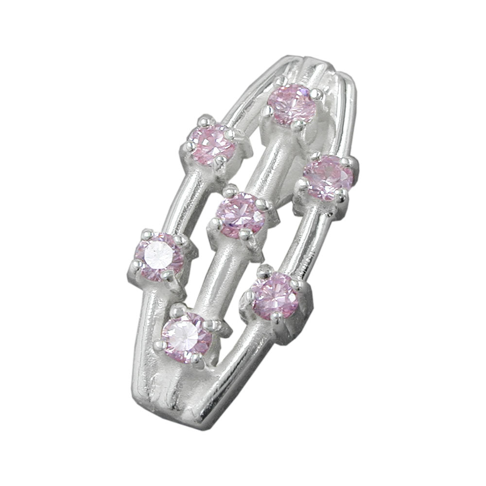 Vedhæng 21x9mm 7x Zirconia pink Sølv 925