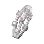 Vedhæng 21x9mm 7x Zirconia pink Sølv 925