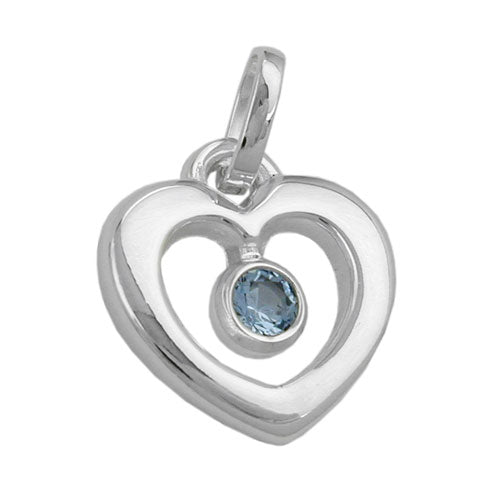 Vedhæng 17x16mm Hjerte Syntetisk Blå Topaz Skinnende Sølv 925