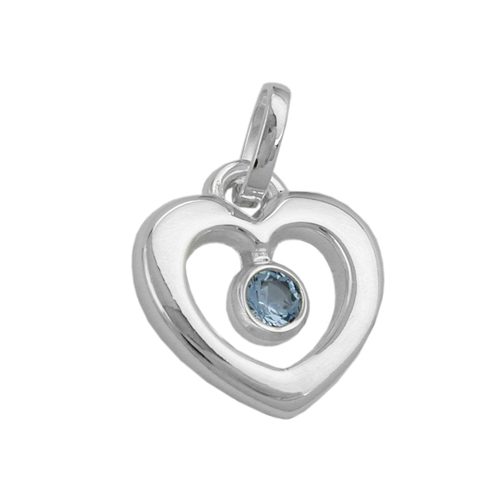 Vedhæng 17x16mm Hjerte Syntetisk Blå Topaz Skinnende Sølv 925