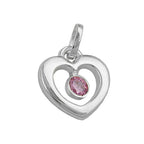 Vedhæng 17x16mm Hjerte Zirconia Pink Sølv 925