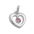 Vedhæng 17x16mm Hjerte Zirconia Pink Sølv 925