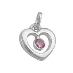 Vedhæng 17x16mm Hjerte Zirconia Pink Sølv 925