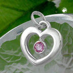 Vedhæng 17x16mm Hjerte Zirconia Pink Sølv 925
