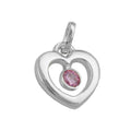 Vedhæng 17x16mm Hjerte Zirconia Pink Sølv 925