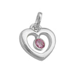 Vedhæng 17x16mm Hjerte Zirconia Pink Sølv 925
