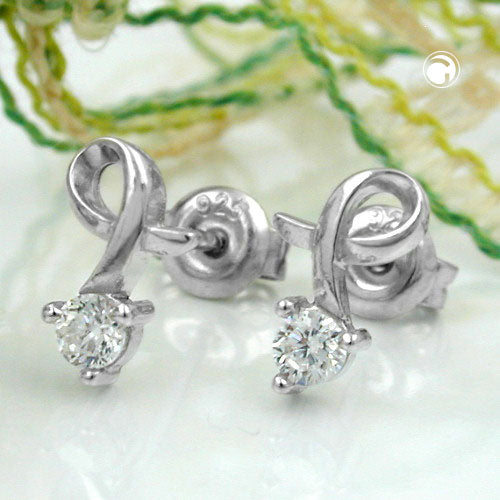 Ørestikker 10x6mm med zirkonia-sæt rhodiumbelagt sølv 925