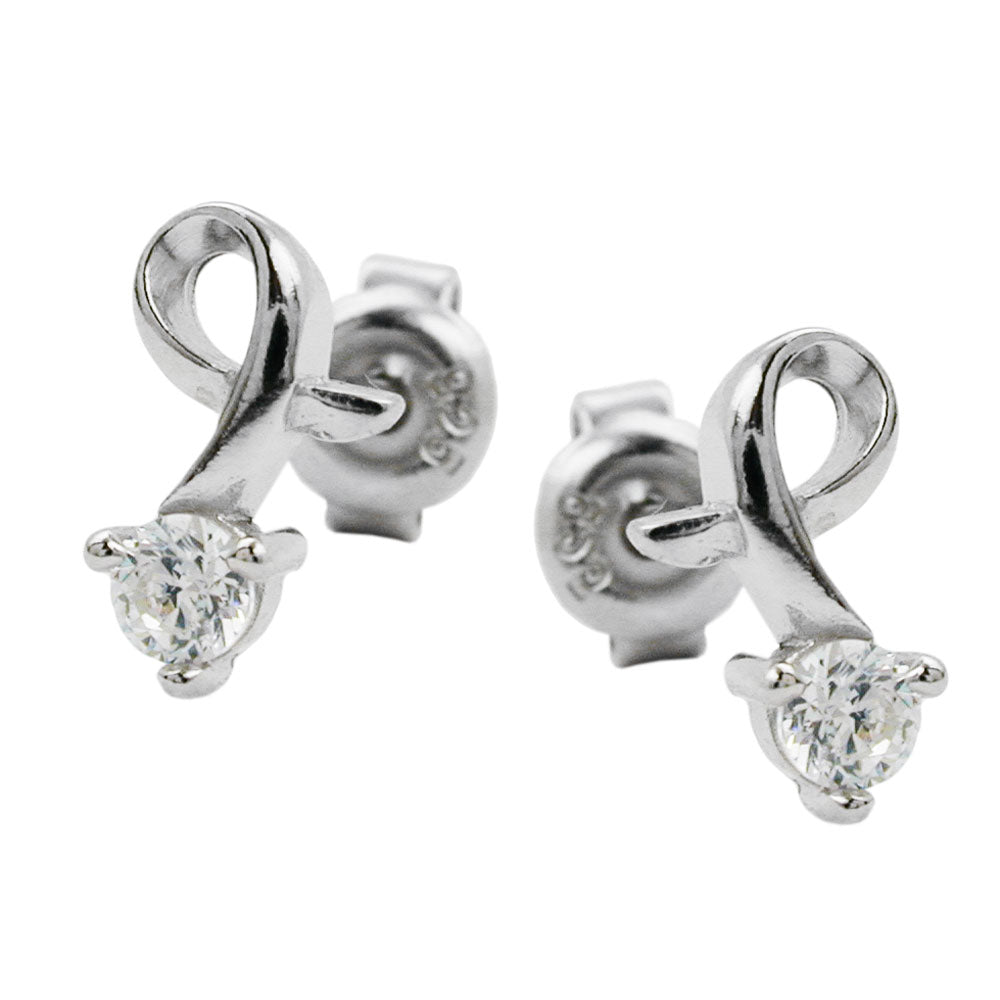 Ørestikker 10x6mm med zirkonia-sæt rhodiumbelagt sølv 925