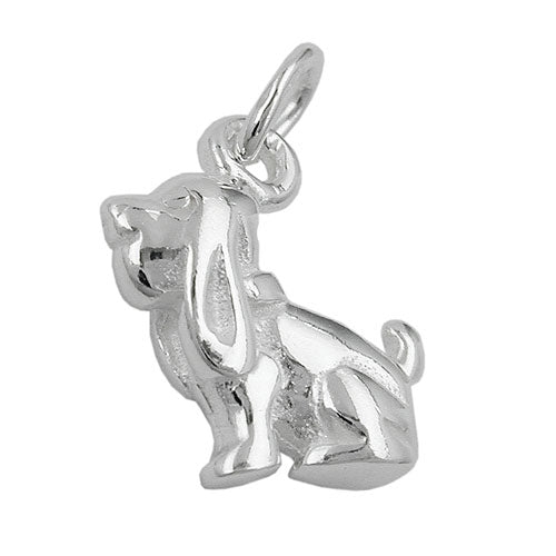 Vedhæng 13x10mm Hund med bløde ører Sølv 925