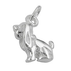 Vedhæng 13x10mm Hund med bløde ører Sølv 925