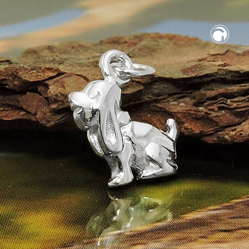 Vedhæng 13x10mm Hund med bløde ører Sølv 925