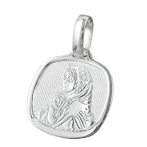 Vedhæng 16x15mm Maria med barnet Jesus Skinnende sølv 925