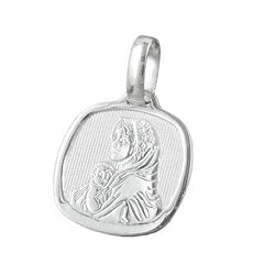Vedhæng 16x15mm Maria med barnet Jesus Skinnende sølv 925