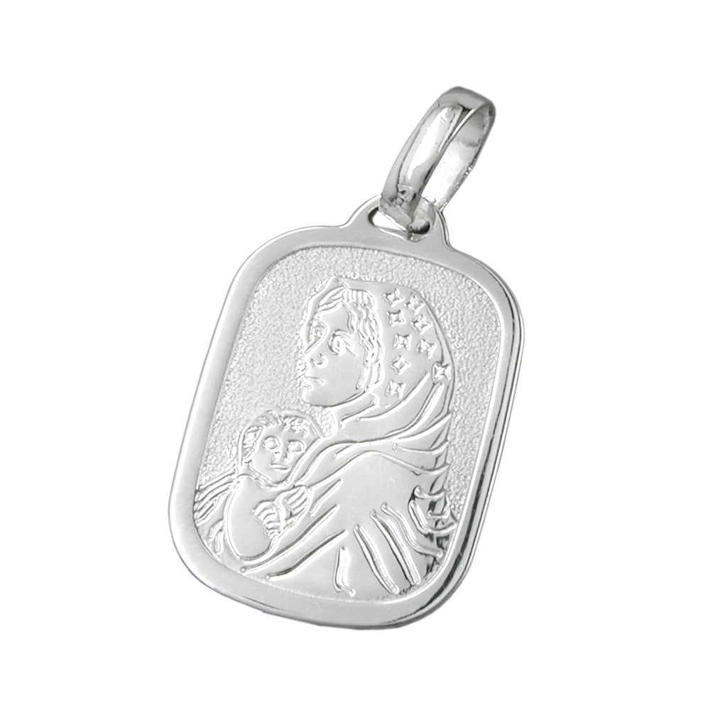 Vedhæng 21x15mm Maria med barnet Jesus Sølv 925