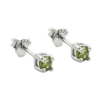 Ørestikker 3mm glassten oliven rhodium belagt sølv 925