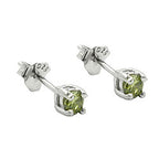 Ørestikker 3mm glassten oliven rhodium belagt sølv 925