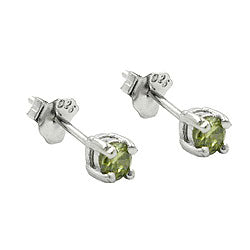 Ørestikker 3mm glassten oliven rhodium belagt sølv 925
