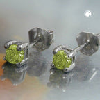 Ørestikker 3mm glassten oliven rhodium belagt sølv 925