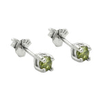 Ørestikker 3mm glassten oliven rhodium belagt sølv 925