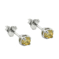 Ørestikker 3x3mm glassten Rhodiumbelagt gul citrin glas 925