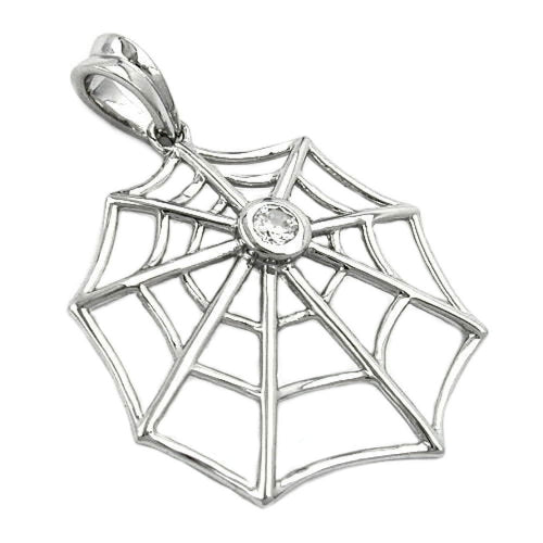 Vedhæng 28x24mm edderkoppespind med zirkonia skinnende rhodiumbelagt sølv 925