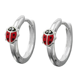 Ramme 14x2mm hængsel mariehøne rød-sort lakeret sølv 925