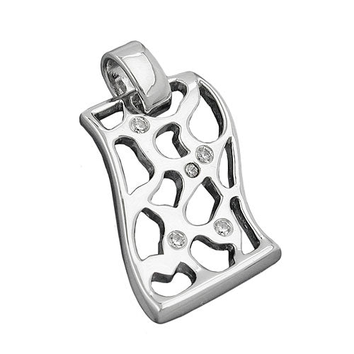 Vedhæng 24x15mm med zirkonier, skinnende rhodiumbelagt sølv 925