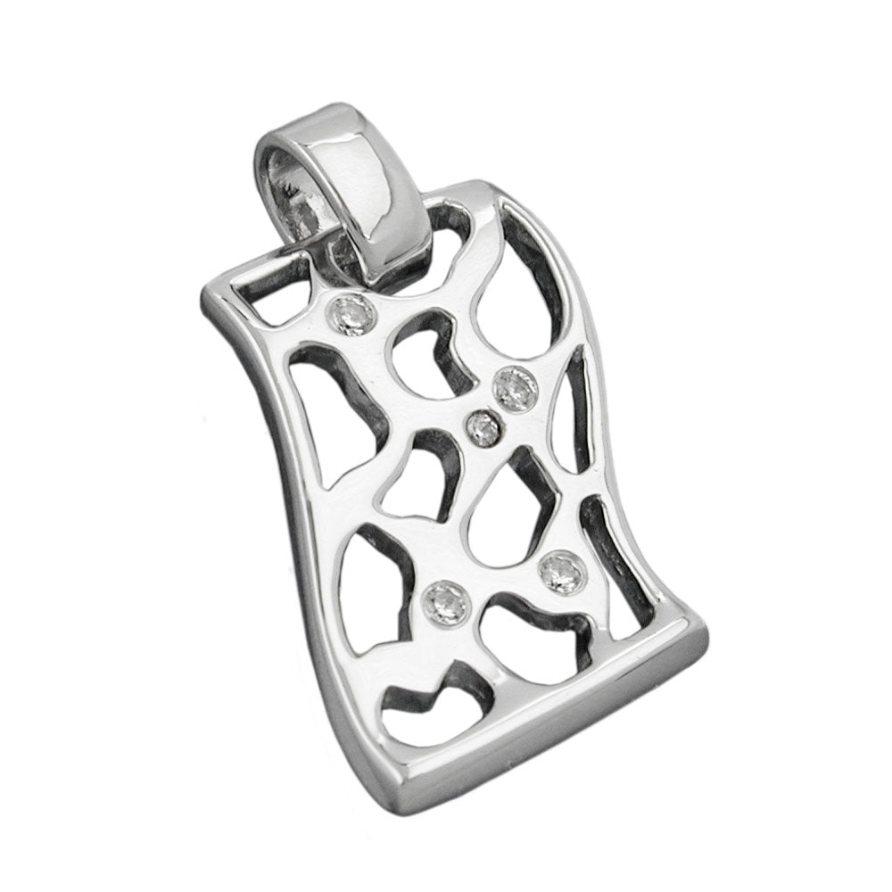 Vedhæng 24x15mm med zirkonier, skinnende rhodiumbelagt sølv 925