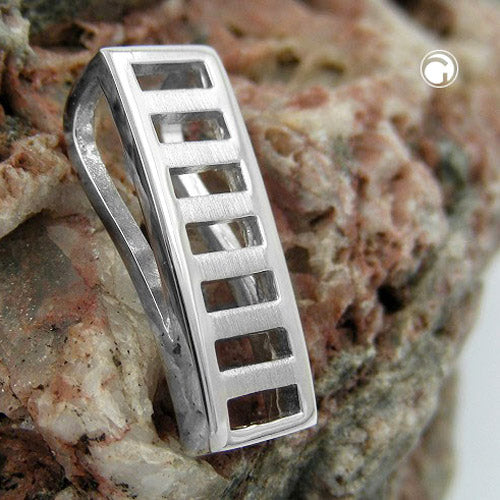 Vedhæng 23x8 mm kvadratisk mat skinnende rhodiumbelagt sølv 925