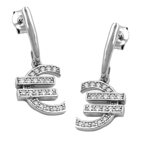 Øreringe med øreringe 29x12mm Euro Sign Sølv 925