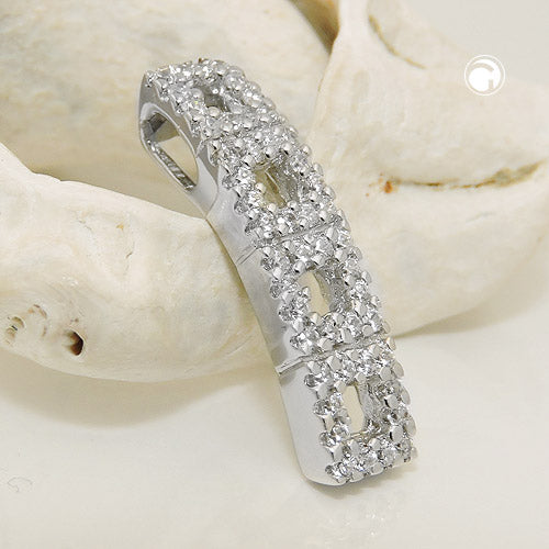 Vedhæng 21x5mm med zirkoniaer Skinnende Rhodiumbelagt Sølv 925