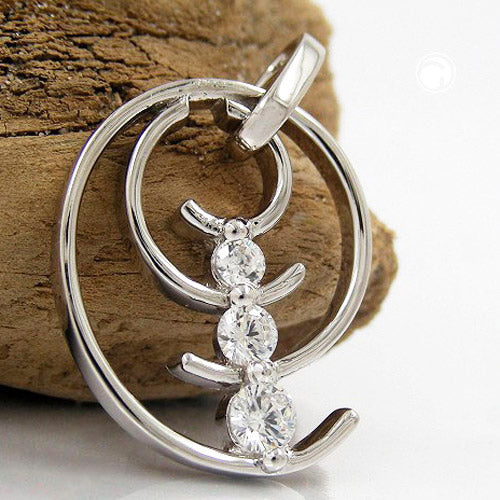 Vedhæng 29x11mm Spiral 3x zirkonia Skinnende Rhodium Sølvbelagt 925