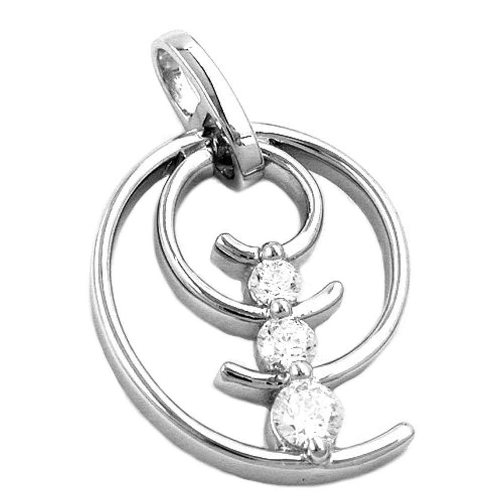 Vedhæng 29x11mm Spiral 3x zirkonia Skinnende Rhodium Sølvbelagt 925