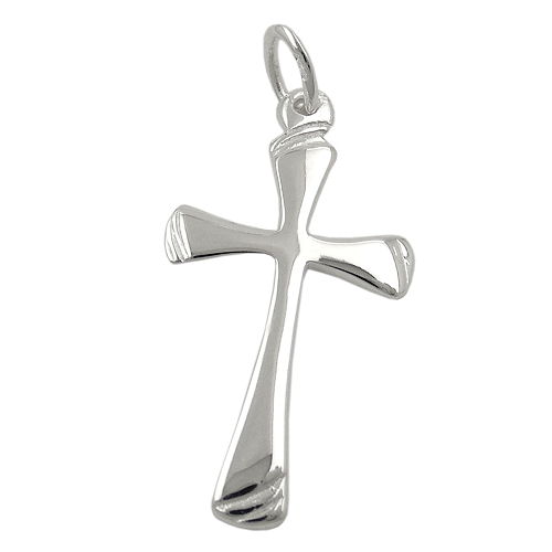 Vedhæng 22x13mm kors Skinnende rillet sølv 925