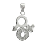 Vedhæng 23 mm Venus/Mars-symbol med zirkoniaer Skinnende sølv 925