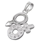 Vedhæng 23 mm Venus/Mars-symbol med zirkoniaer Skinnende sølv 925