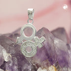 Vedhæng 23 mm Venus/Mars-symbol med zirkoniaer Skinnende sølv 925