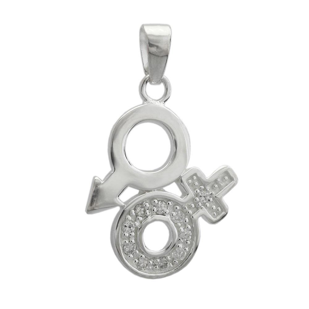 Vedhæng 23 mm Venus/Mars-symbol med zirkoniaer Skinnende sølv 925
