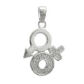 Vedhæng 23 mm Venus/Mars-symbol med zirkoniaer Skinnende sølv 925