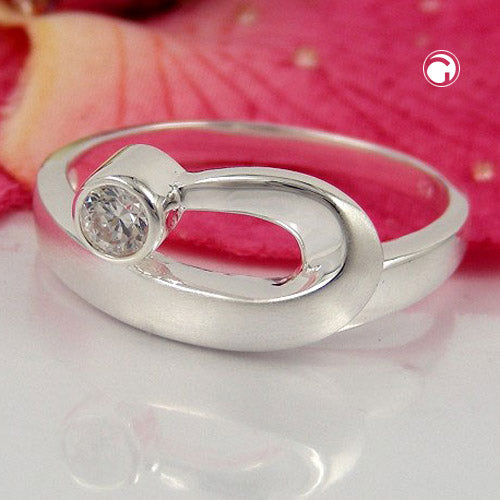 Ring 9mm Zirkonia indfattet mat-blankt Sølv 925