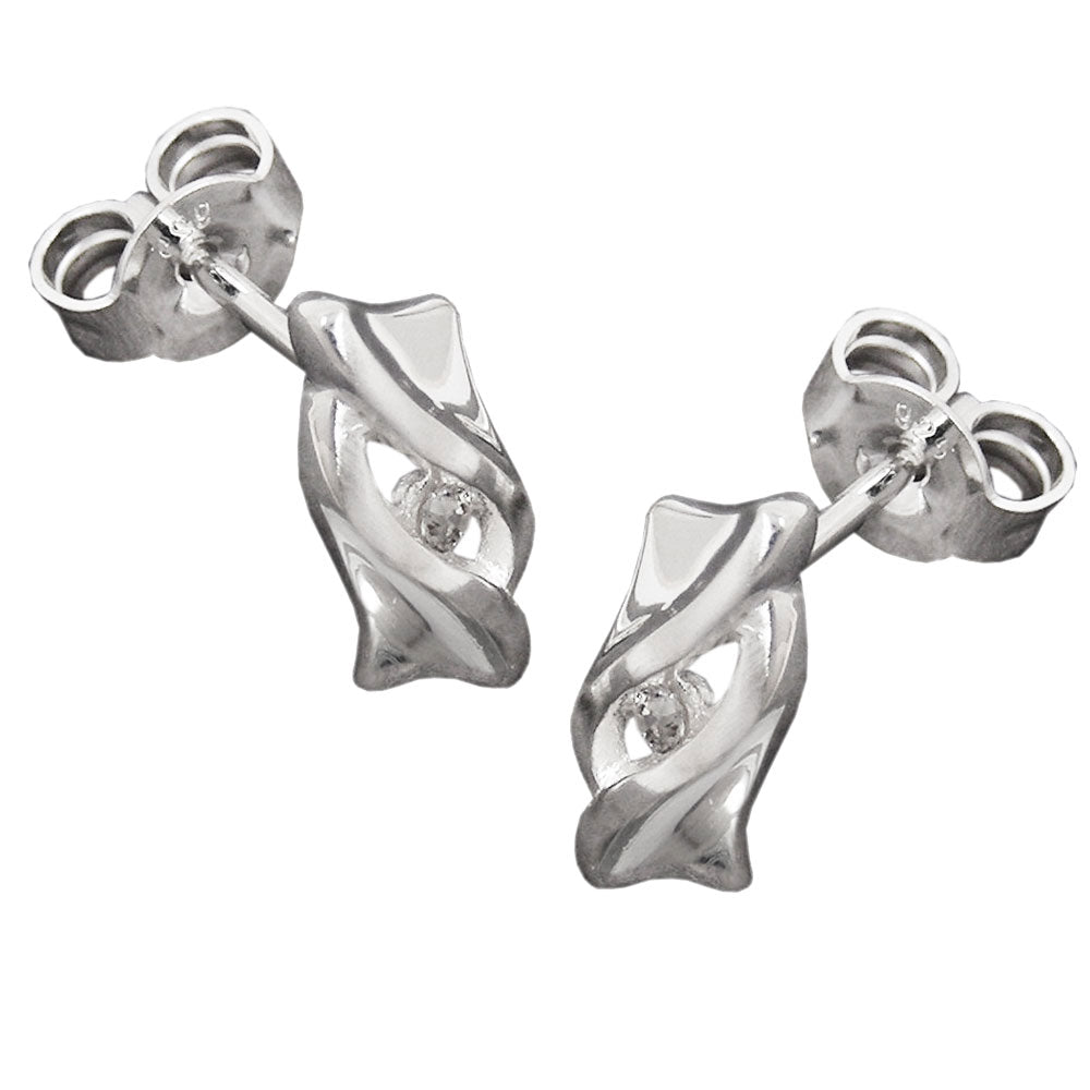 Ørestikker 10x5mm med Zirconia Matt Shiny Silver 925