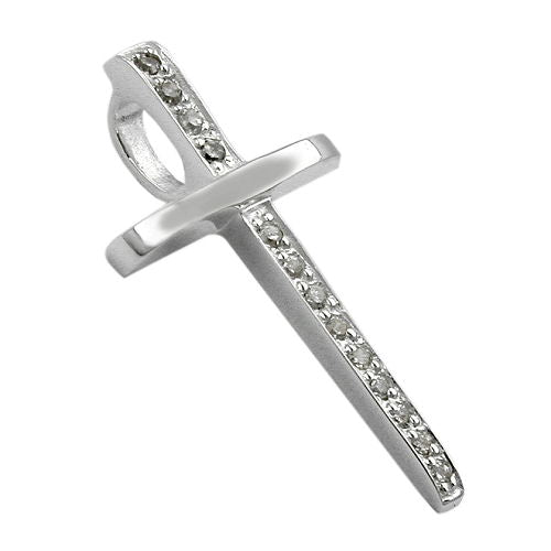 Vedhæng 25x14mm kors med kubisk zirkonia sølv 925