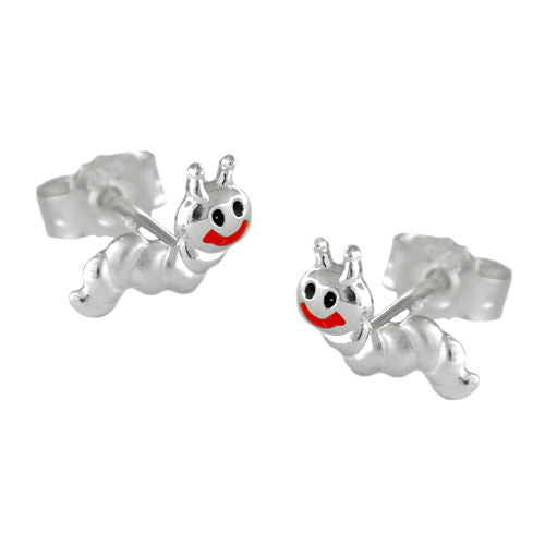 Ørestikker 8x3mm børneørering Lille orm mat-skinnende sølv 925