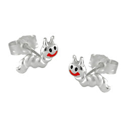 Ørestikker 8x3mm børneørering Lille orm mat-skinnende sølv 925