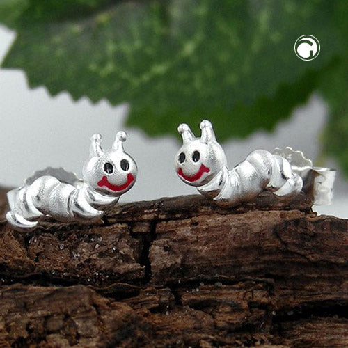 Ørestikker 8x3mm børneørering Lille orm mat-skinnende sølv 925
